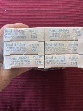 Mint Sealed 72 VtG Berol All-Rite S54E Pens NOS Stainless Steel 6 Box Master Blk